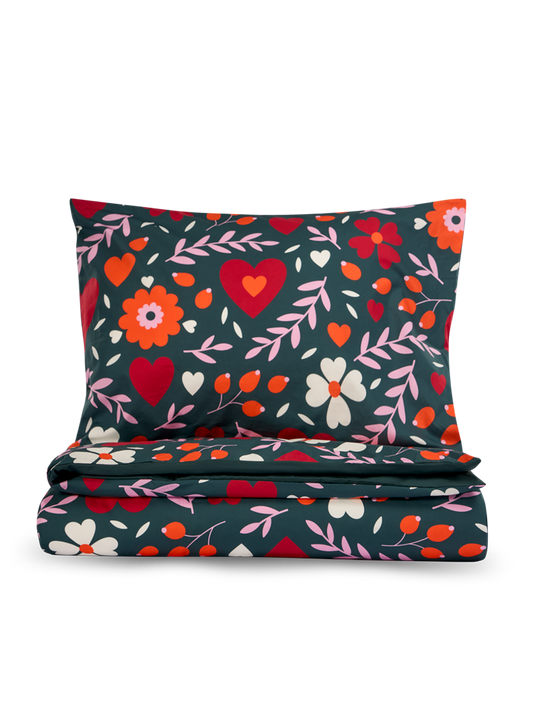 Juego de cama alegre Amor floral