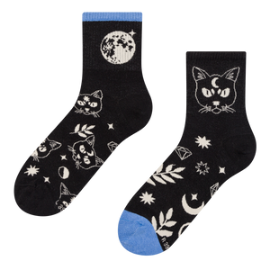 Calcetines de deporte alegres Gato y luna