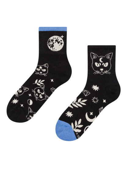 Calcetines de deporte alegres Gato y luna