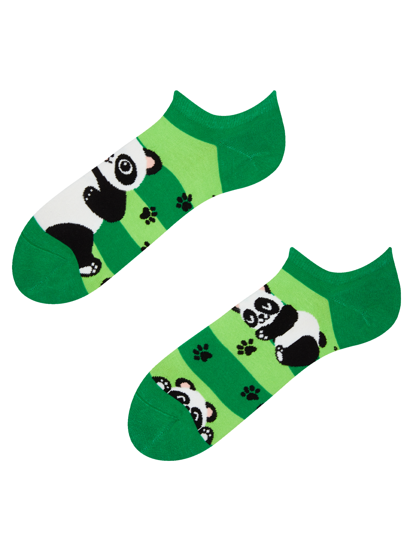 Calcetines sneakers alegres Panda y rayas