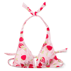 Top triangular alegre de bikini Fresas dulces