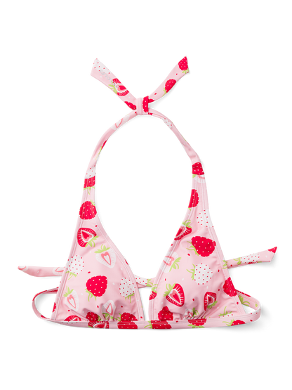 Top triangular alegre de bikini Fresas dulces