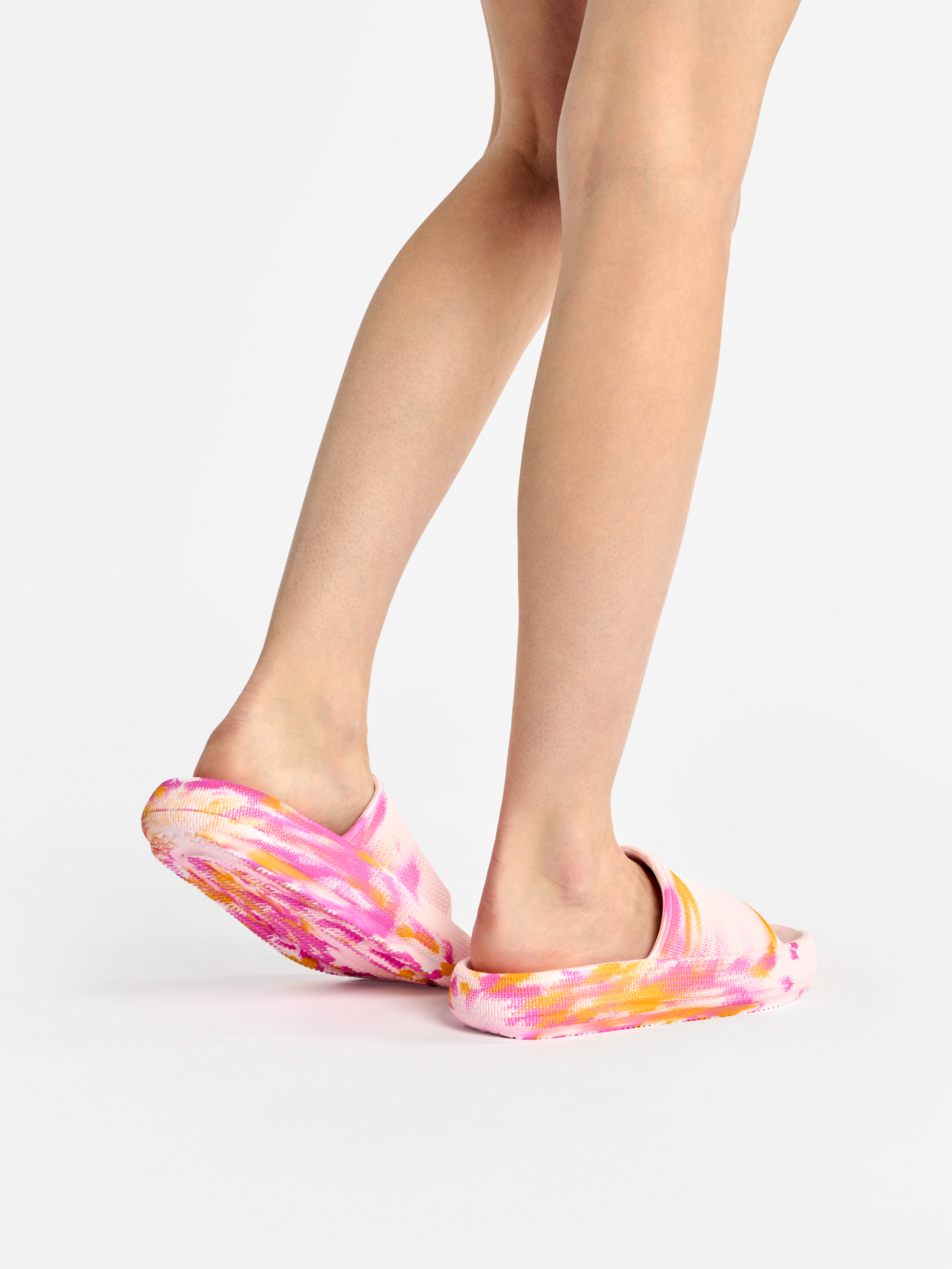 Chanclas con plataforma para mujer, rosa marmolado