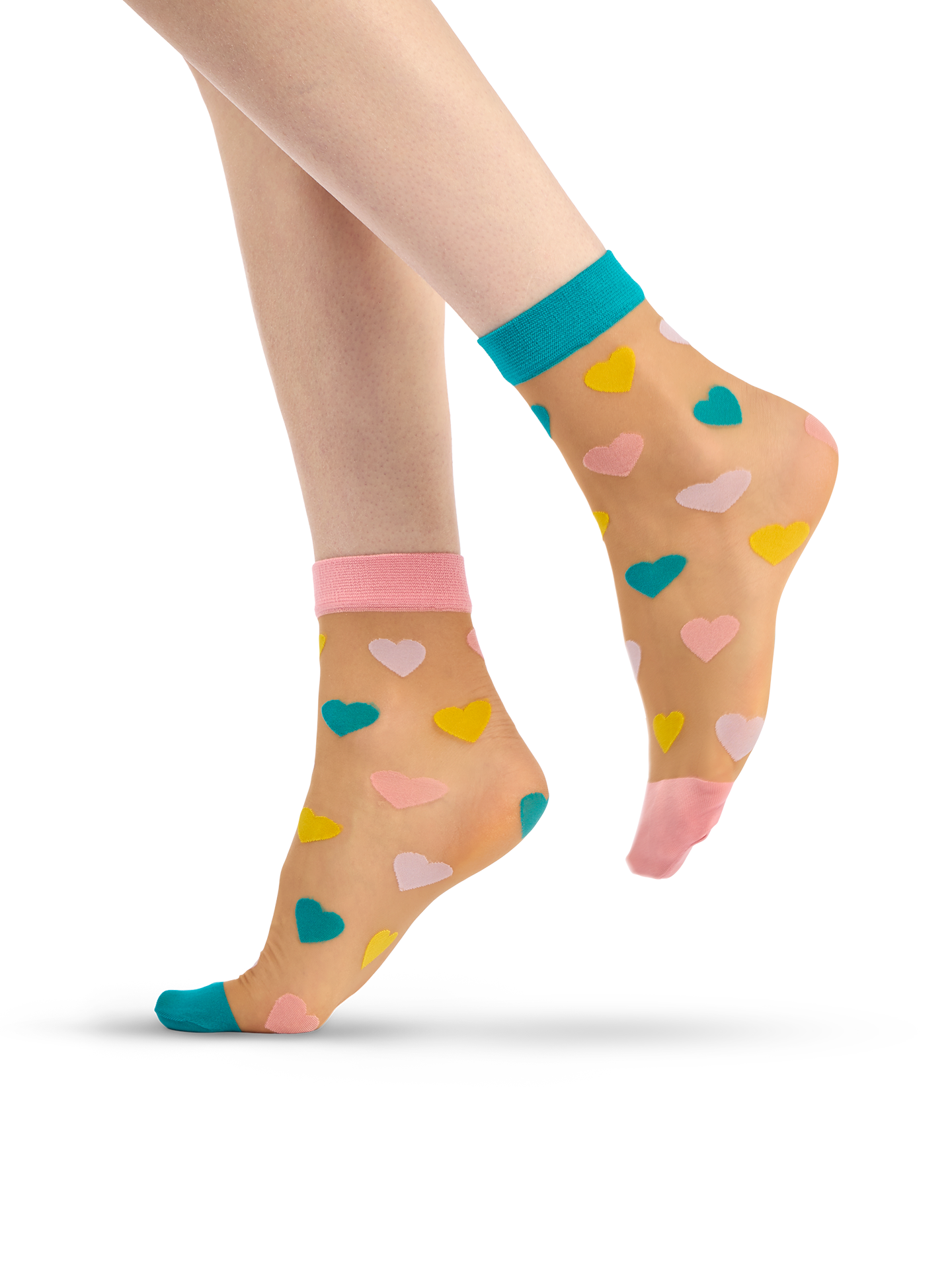 Calcetines de nailon alegres Corazones pastel