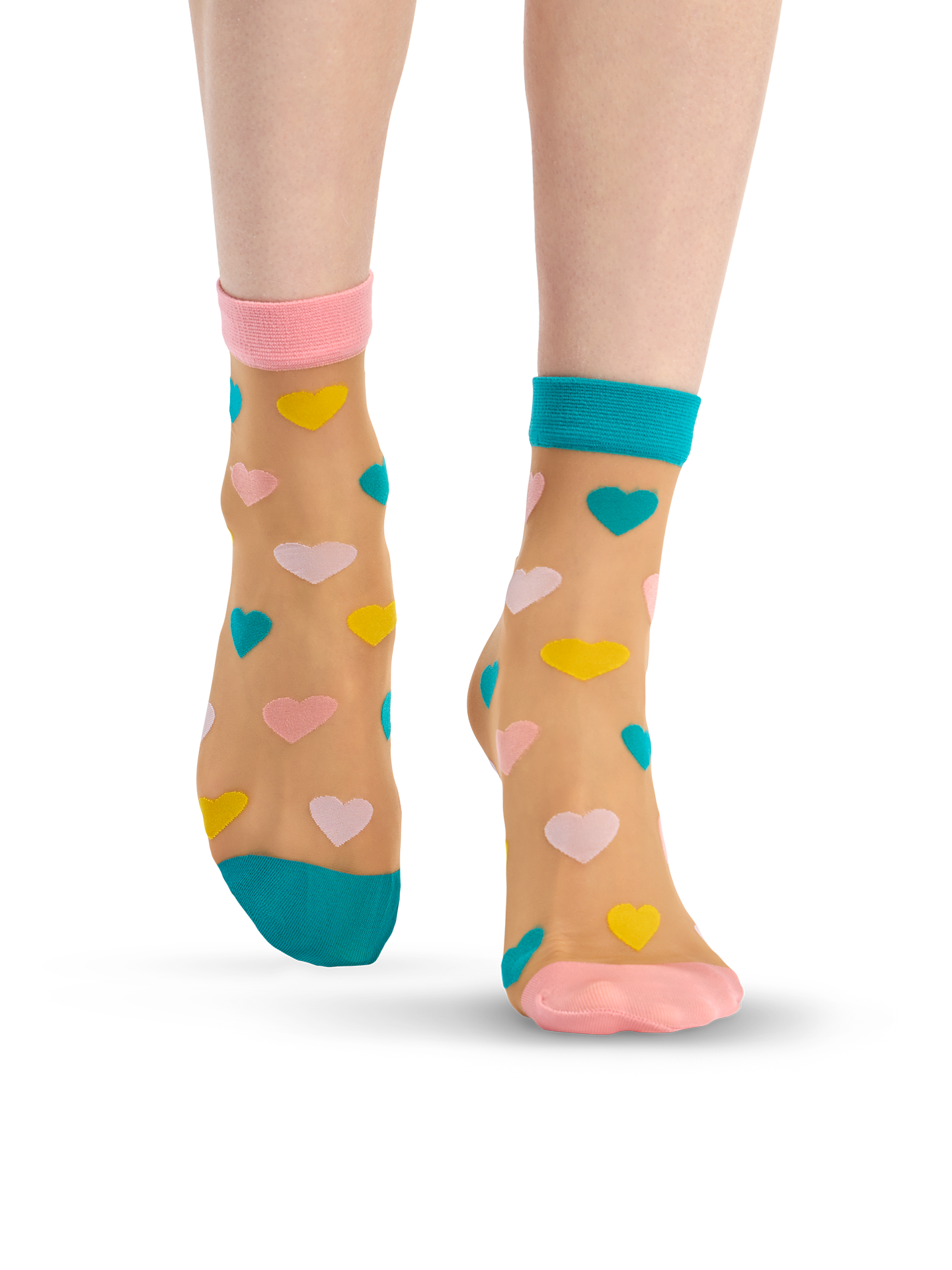 Calcetines de nailon alegres Corazones pastel