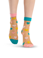 Calcetines de nailon alegres Corazones pastel