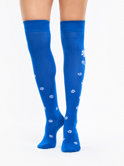 Calcetines alegres por encima de la rodilla Estampado azul