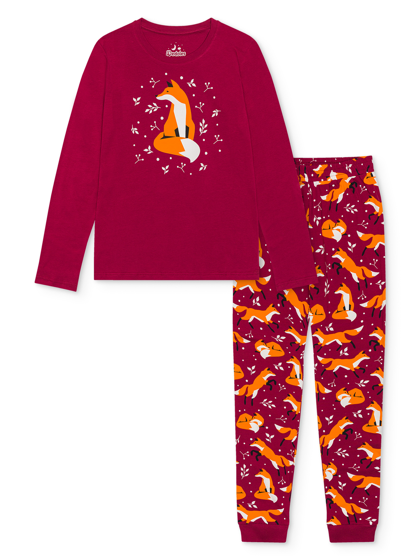 Pijama alegre para mujer Zorro y hojas