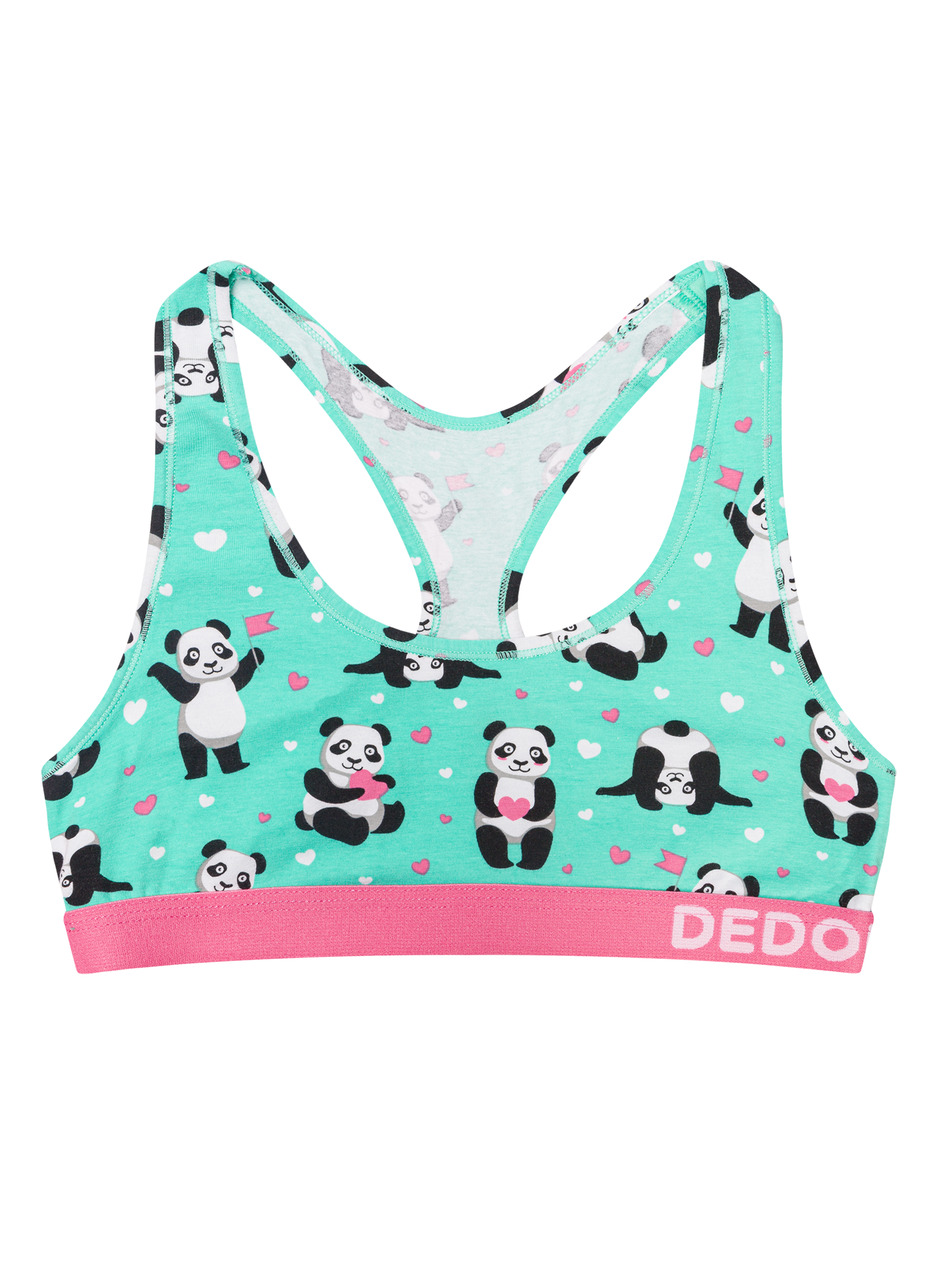 Bralette alegre para mujer Panda y corazones