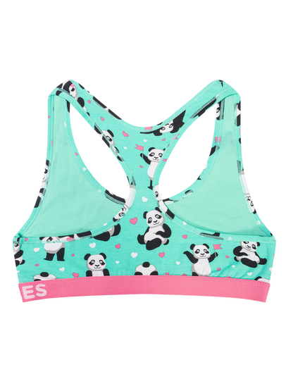 Bralette alegre para mujer Panda y corazones