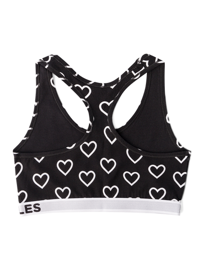 Bralette alegre para mujer Corazones en blanco y negro