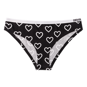 Bragas alegres para mujer Corazones en blanco y negro