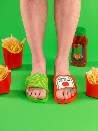 Chanclas alegres Patatas fritas con kétchup