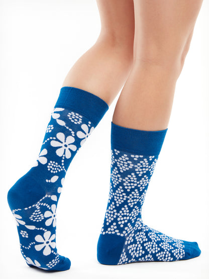 Calcetines alegres de bambú Estampado azul