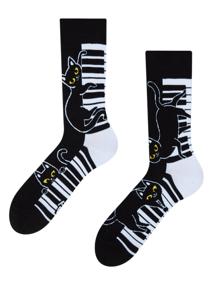 Calcetines alegres Gato pianista