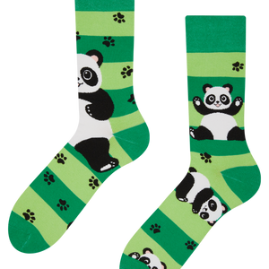 Calcetines alegres Panda y rayas