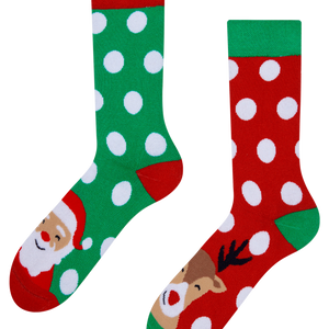 Calcetines de invierno alegres Santa Claus y Rudolf