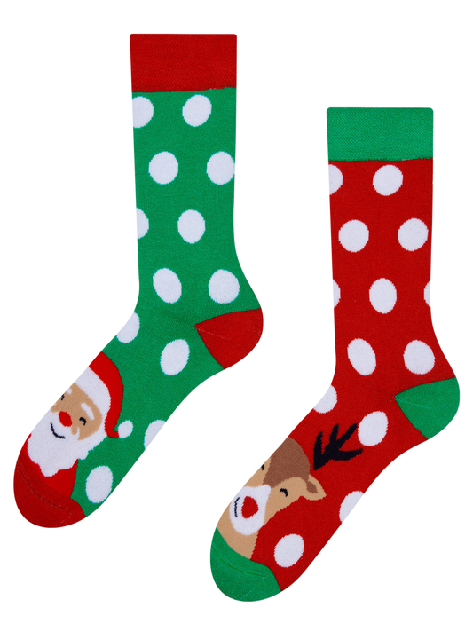 Calcetines de invierno alegres Santa Claus y Rudolf