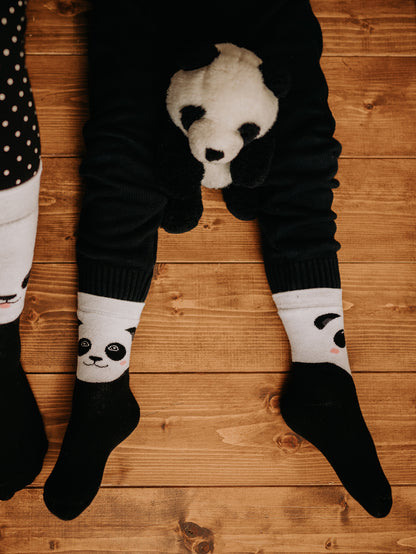 Calcetines infantiles alegres de inverno Panda feliz