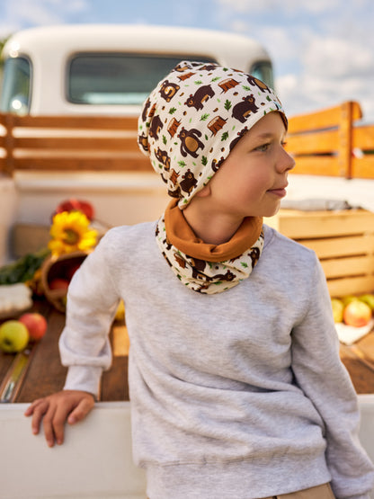 Conjuntos infantiles alegres de gorro y tubular Oso hambriento