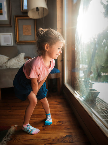 Calcetines tobilleros alegres para niños Unicornio de colores