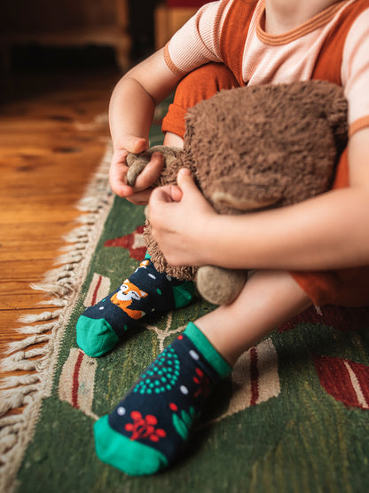 Calcetines tobilleros alegres para niños Zorro rojo