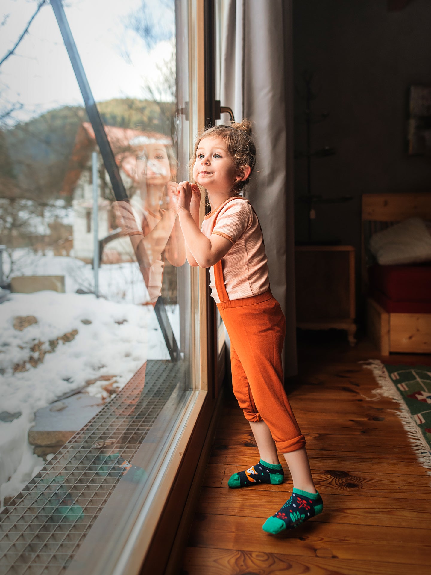 Calcetines tobilleros alegres para niños Zorro rojo