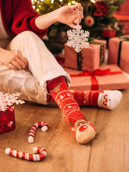 Calcetines de invierno alegres Renos de Santa Claus