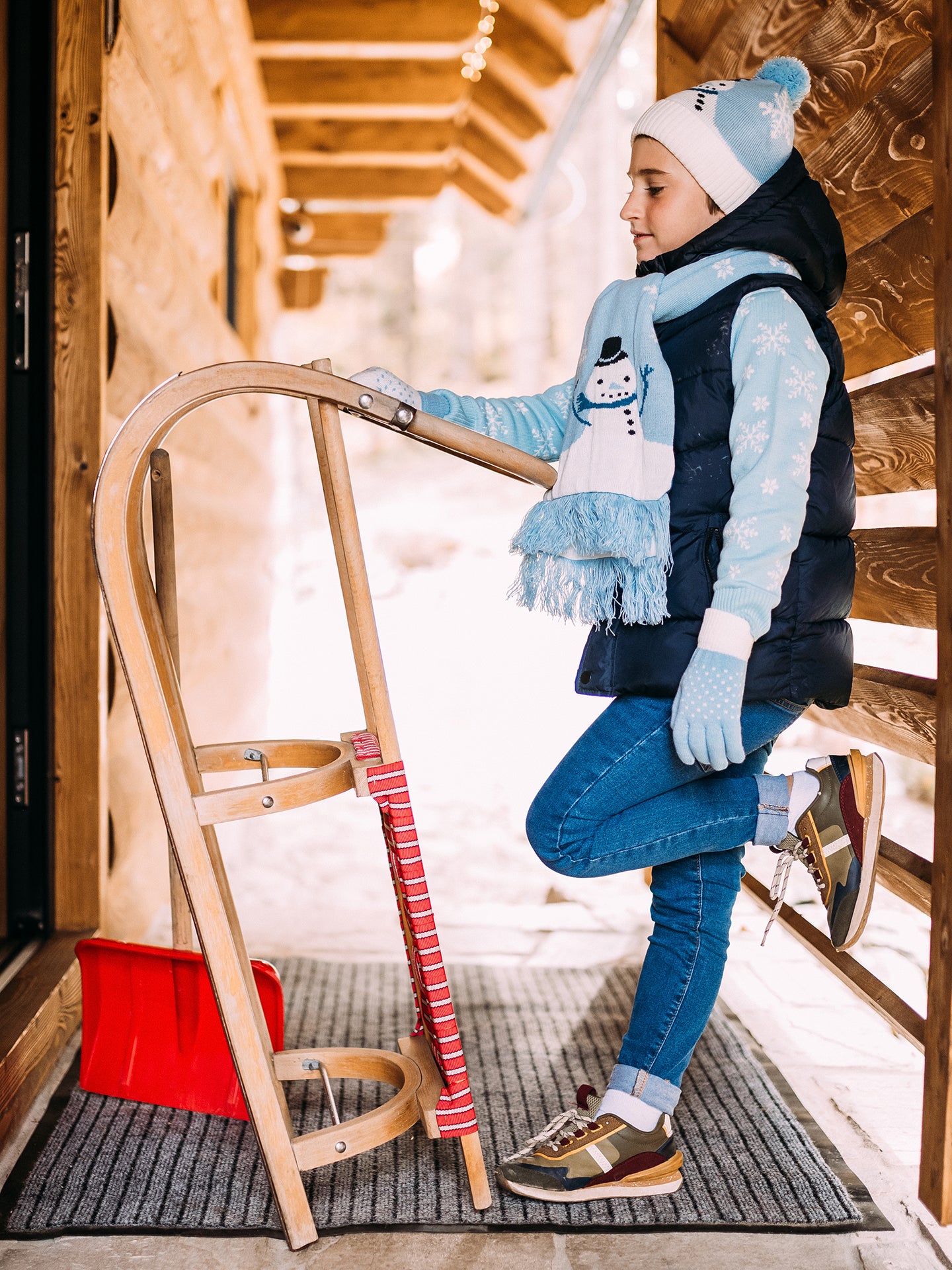 Gorro infantil alegre de punto Momento de nieve