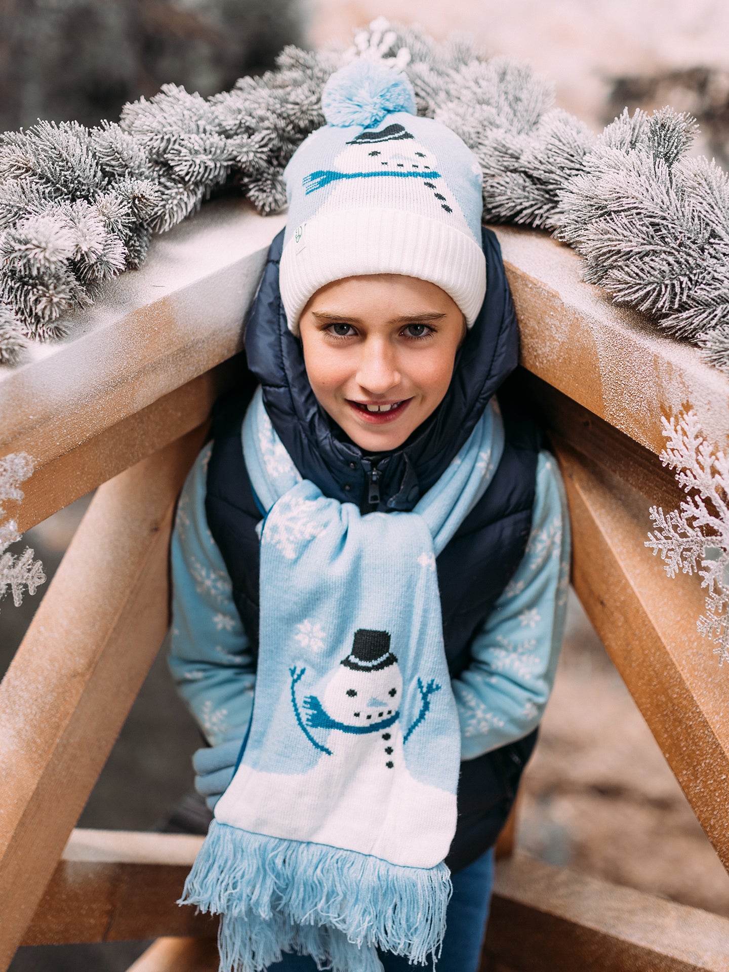 Gorro infantil alegre de punto Momento de nieve