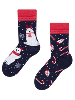 Calcetines infantiles alegres de inverno Oso polar navideño