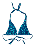 Top triangular alegre de bikini Flores turquesa