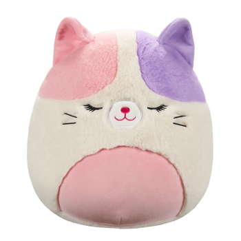 Squishmallows Fuzzamallows Nell el Gato Calicó Rosa y Violeta, 30 cm