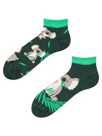 Calcetines tobilleros alegres Koalas y hojas