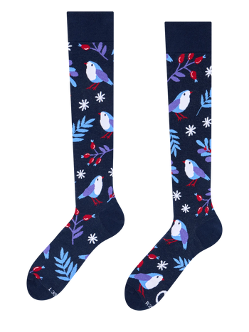 Calcetines hasta la rodilla alegres Pájaro de invierno