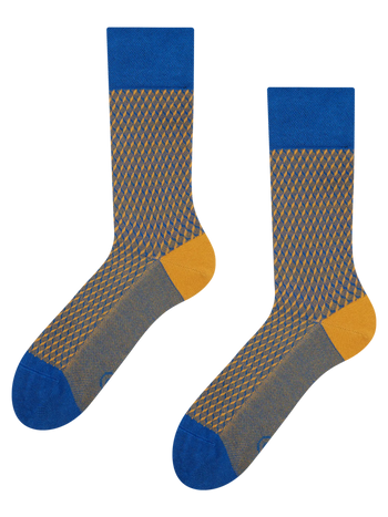 Calcetines estampados azul y amarillo