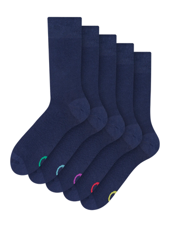 Calcetines normales, paquete de 5 pares, Azul clásico