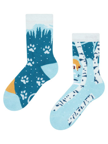 Calcetines infantiles alegres de inverno Zorro en invierno
