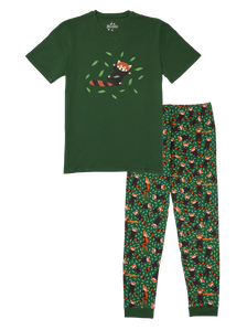 Pijama alegre para hombre Panda rojo