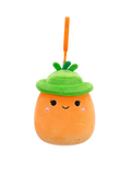 Squishmallows Clip-On Caroleena la Zanahoria Naranja con Sombrero de Pescador, 9 cm
