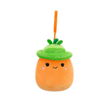 Squishmallows Clip-On Caroleena la Zanahoria Naranja con Sombrero de Pescador, 9 cm
