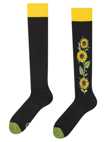 Calcetines alegres hasta la rodilla Girasoles de medianoche