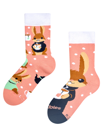 Calcetines infantiles alegres de inverno Conejo y te