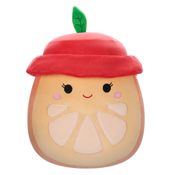 Squishmallows Celia la Rodaja de Naranja con Sombrero de Pescador Rojo, 30 cm