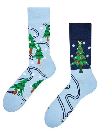 Calcetines alegres Árbol de Navidad y nieve