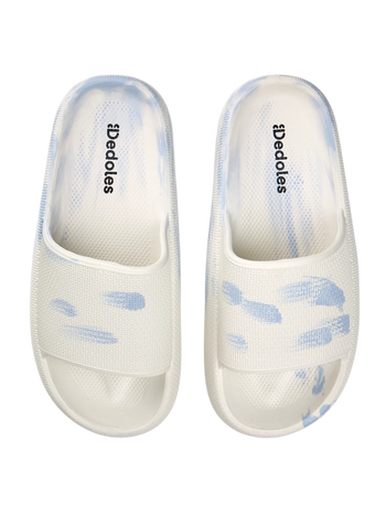 Chanclas de plataforma para mujer en beige y mármol azul claro