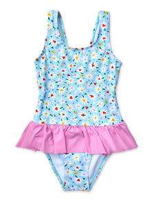Bañador alegre de niña Corazones y margaritas