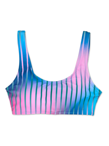 Top alegre de bikini deportivo Rayas moradas