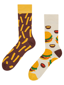 Calcetines alegres Hamburguesa y patatas fritas