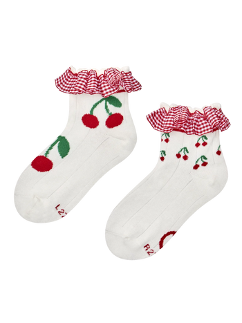 Calcetines Cutecore para niña Picnic con cerezas
